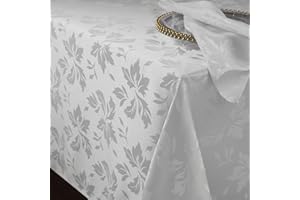 Romanstile tovaglia antimacchia 350x150 cm tovaglia bianca rettangolare per 12-18 posti tovaglie elegante Jacquard decorativa del tavolo per esterni, feste di compleanno, banchetti (1 pezzo, 210 GSM)