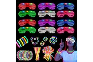 CORPOWER Braccialetti Luminosi Fluorescenti 62 Pezzi, 12 Occhiali LED Occhiali Luminosi per Feste e 50 Starlight Bracciali Luminosi Fluorescenti, Gadget Compleanno Bambini per Party, Feste e Carnevale