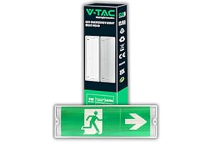 V-TAC Lampe de Secours LED 3W pour Plafond et Mur - Éclairage de Sortie de Secours avec Batterie - Autonomie 3 Heures - IP65 - Lampe pour Issue - Exit - 4 Signalisations Incluses - Lumière 4000K