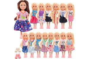 Miunana 10 Abiti Vestiti + 2 PCS Scarpe per 6 Pollici Bambola Bambina (NON INCLUDE BAMBOLA)