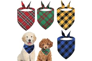 YOUNLEN Sciarpa Triangolare per Animali Domestici, Bandana Classica in Cotone Plaid Fazzoletto da Collo,per Cani di Taglia Piccola, Media e Gatti, Animali Domestici (4 Pezzi)