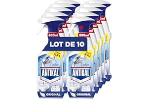 Antikal Original Spray Anti-Calcaire, Pack Économique 10 x 800ml, Élimine 100% du Calcaire, Technologie Anti-gouttes, Brillance Longue Durée, Élimine Résidus de Savon, Combat les Mauvaises Odeurs
