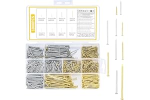 ZWFSDM 1000 sztuk haczyków do ramek na zdjęcia, gwoździe ścienne z okrągłą główką, gwoździe do zawieszenia zdjęć, haczyki ścienne, zestaw materiałów do ramek na zdjęcia, drewno, lustra