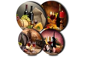 WALARKY Red Wine Hob Covers Set of 4 Grape Gilt Fruit Food Pattern Stove Plate Cooker Hob Covers for Electric Cookers Top Burner Gas Range Oven Protector Kitchen Tools Accessories Modern Cooktop Kitchen Decor