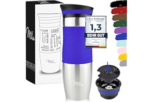 Milu Thermo Mug 370ml 450ml Insulated Mug Coffee Mug to go - 100% Leak Proof - Stainless Steel Drinking Mug - Car Mug Double Wall Insulation - Thermo Mug - Travel Mug - (Navyblue, 450ml)