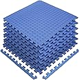 SIGNATRON Fitness Puzzle Mat, Gym Floor Mat, Exercise Mat, EVA Foam Interlocking Tiles, Protective Flooring for Gym Equipment and Workouts, 12mm Extra Thick (Blue, 16 Sqft || 4 Mats)