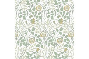 Fiula Peel and Stick Wallpaper Floral 39.5x300CM Green Yellow Self Adhesive Wallpaper Leaf Sticky Back Wallpaper Vinyl Wrap for Furniture Stick On Wallpaper Renter Friendly Living Room Wall Covering