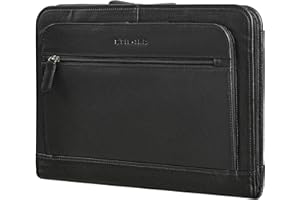 STILORD 'Elton' Conférencier A4 Cuir Véritable Vintage Organiseur Porte-Documents Housse pour MacBooks de 13,3 Pouces Classeur Portfolio en Cuir, Couleur:Noir