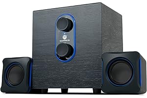 GOgroove 2.1 PC-Lautsprechersystem mit Subwoofer SonaVERSE LBr - USB mit 3,5-mm-AUX-Audioeingang, Bass- / Lautstörkeregler, 11 W RMS - kompakte Grönes Ideal für Laptop, kleineres