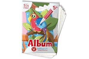 Sabbiarelli Sand-it For Fun - Album Animaux Exotiques avec 5 Dessins Autocollants à Colorier avec du Sable Coloré (non inclus). Activités Créatives, Pré-Écriture, Jeu pour Garçons et Filles 5+