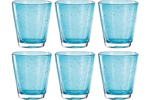 Leonardo 034759 Burano Lot de 6 verres à eau fabriqués à la main Passe au lave-vaisselle Bleu clair 330 ml