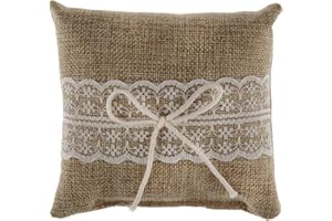Santex Dige International - Cojín para Anillos de Boda (12 cm), diseño de arpillera y Encaje