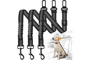 Blanlody Dog Seat Belts for Cars Uk, Adjustable Dog Car Seat Belt Strong Durable Dog Seat Belt Dog Car Harness Seat Belt for Travel 360 Degree Swivel Dog Seat Belt Clip for Dogs Pets Safety (3 Pcs)