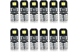 AGLINT T10 W5W LED CANBUS Sensa Errore Lampadine 12V 194 168 2825 Cuneo Tipo Luci Dell'automobile Bulb 6000K 2SMD La Luce Interna Dell'auto Targa Lampade Luci Posizione LED Bianco (12 Pezzi)
