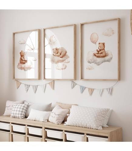Personalized Safari Animal Nursery Wall Art - Set Of 6 Unframed 8x10 Prints, Custom Name With Gray & Watercolor Animals