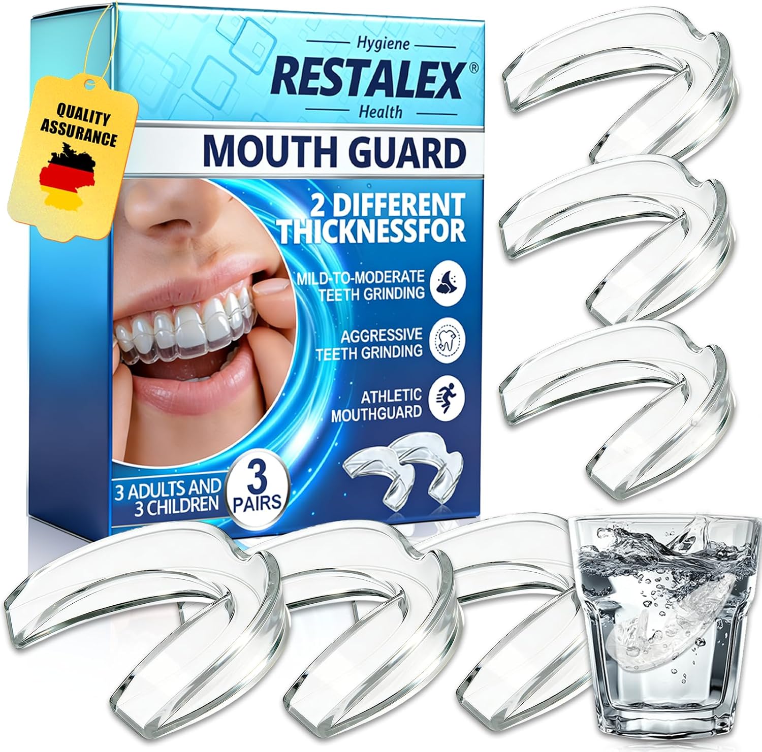 6 Piezas 2 TamañOs FéRulas Descarga Bruxismo, Protector Bucal Para Dormir, Kit De ProteccióN Dental, Reduce Ronquidos, Mejora La Del SueñO Y Reutilizable