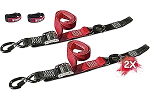 MAGMA 2 Sangles d'arrimage avec Crochets et Bande, Attaches de câbles | Bandes d'amarrage et d'accrochage Remorque Moto Bateau Quad ATV | Réglable=1,8m, Largeur 3,8cm. Force de Rupture: 550 Kgf/Unit