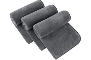 SINLAND 3er Pack Mikrofaser Handtuch Badezimmer Super Soft Makeup Entferner Tuch Saugfähig Waschlappen Reisehandtuch für Spa Sport Fitness 40cm x 76cm Grau