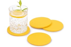 FILU Filzuntersetzer rund 8er Pack (Farbe wählbar) gelb – Untersetzer aus Filz für Tisch und Bar als Glasuntersetzer/Getränkeuntersetzer für Glas und Gläser