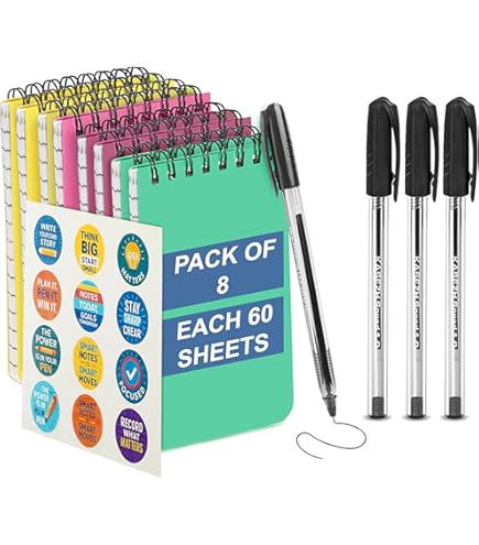 Yeaqee 8 Pack 12 Pocket Spiral Folders Notebook Bulk With Clear Front Pocket - View #3