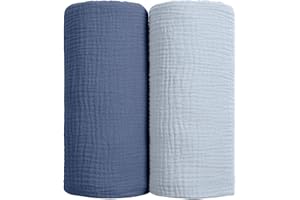 lulumoon Koce do pieluchy dla niemowląt - Bawełniany koc do owijania Miękki kocyk recepcyjny dla niemowląt Neutralny 2 Pack (granatowy)