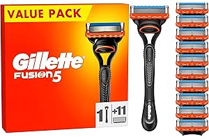 Gillette Fusion5 Rasierer für Männer, ein Gillette Rasierer, 11 Ersatzklingen, mit Gleitstreifen für eine gründliche Rasur