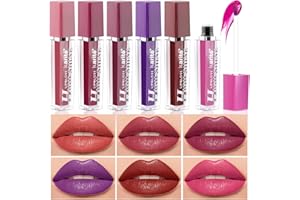 Katiluxiya Set di rossetti liquidi 6 colori, Lipstick impermeabile di lunga durata per le donne Tazza antiaderente non sbiadisce trucco labbra, Lip Makeup Valentine's Day Gift Set per Ragazze (6 PCS)