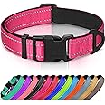 Joytale Reflective Dog Collar, Soft Neoprene Padded Breathable Nylon Pet Collar Adjustable for XLarge Dogs, XL, Hotpink