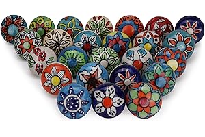 FURNISHFUL FINESSE Gałka do szafki, wielokolorowy, ceramiczny, do szuflad, gałka do szafy, boho, do pokoju, dekoracyjna, sprzęt, komoda, szuflady, 30 sztuk