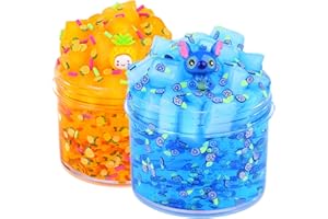 KELVSBEM 2 Pack Jelly Cube Clear Slime Icy Soft Non-sticky Scented Premade Crystal Clear Slime Stress Relief Toys Holiday Birthday Gifts for Girls Boys