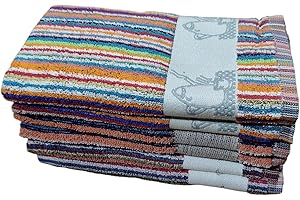 KIMBATEX TEXTIL HOGAR TIENDA Kimbatex Paños de Cocina Rizo 100% Algodón, Trapos de Cocina, 50x50 cm Muy Absorbentes, Suaves y Resistentes (6, Rayas Color)