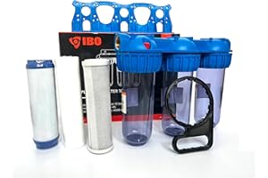 IBO Wasserfilter Vorfilter 3-Stufen 1 Zoll 8 bar | 3 Wasserfilterpatronen | Sedimentfilter | für Hauswasser | Brunnenwasser Wasserversorgung | Durchflussmenge 4000 l/h