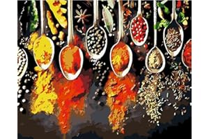 YSCOLOR Peinture Par Numéro Épice Pour Adulte Nourriture Délicieuse Sur Toile Kits De Bricolage Pour Salle De Cuisine Peinture Peinte À La Main Décor À La Maison 40X50cm