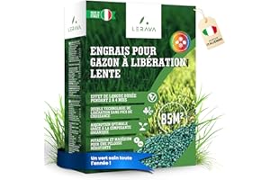 LERAVA® Engrais Gazon Longue Durée 1,7kg NPK Granulaire avec Azote à Libération Lente, Magnésium, Soufre et Microéléments – Fertilisant Haute Qualité pour Pelouses et Espaces Verts - engrais pelouse