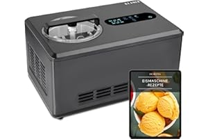 ‎KLAMER KLAMER 2-in-1 Ice Cream Maker & Yoghurt Maker 2 L, 220 W Stainless Steel Ice Cream Machine with Cooling and Heating Function, Homemade Ice Cream with Self-Cooling Compressor, Includes Consistency