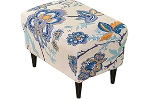 EBETA Elástico Funda para Taburete, Funda Otomana Rectangular, Funda de Puff Cuadrado, Retro Impreso Cubierta de Taburete (Amapola)