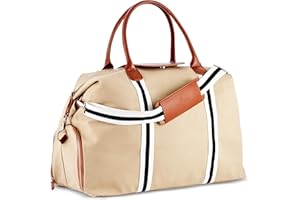 SAINT MONACO Saint Maniero Design Reisetasche Weekender Sporttasche Schultertasche Dufflebag atmungsaktiv Fitnesstasche Vintage Tasche Gross Reisegepäck Sportbag Freizeittasche Segeltuchtasche (Sandfarben, L)