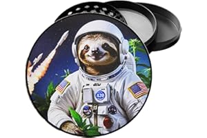 UKGLASS Large Metal Grinder - Four Piece Grinder with Magnetic Top, Shark Teeth & Pollen Catcher - for Tobacco, Dry Herbs & Spices with Sloth (60mm)