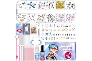 NLMWTI 43pièces Kit Strass Dentaire, 435 Cristaux pour la Décoration des Dents Avec Colle, Kit Strass Dentaire Générique pour les Dents Bling