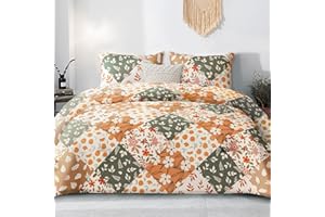 Whale Flotilla Piumino 220 x 230 cm, Trapunta Traspirante e super morbido, Piumone per 4 Stagioni con 2 Federe, motivo a Quadri, Arancione