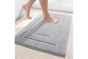 Homaxy Antypoślizgowy dywanik łazienkowy z mikrofibry, nadaje się do prania, miękki, pochłaniający wodę, dywanik łazienkowy do łazienki, 40 x 60 cm, szary