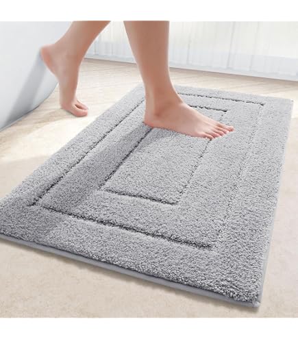 Lot de 2 Tapis de Bain Antidérapant chenille microfibre 40x60cm beige FR