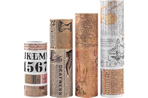 Lychii Washi Tape Set, 12 Rouleaux Ruban Vintage Adhésif Décoratif Masking Tapes pour Arts, Bullet Journal, Scrapbooking, Bricolage, Emballage