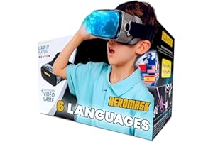 Zestaw słuchawkowy do wirtualnej rzeczywistości dla dzieci Heromask + gry wideo do nauki hiszpańskiego, włoskiego itp. Zabawki STEM. Prezenty dla dzieci w wieku od 5 do 12 lat. Edukacyjne