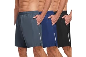 xtuwkzo Sport Shorts Lot de 3 Hommes été Séchage Rapide Tennis Short Fitness Homme Pantalons Courts avec Poches Outdoor Running Shorts