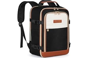 MOCOCITO Handgepäck Rucksack für Ryanair 40x20x25, Untersitz-Kabinentasche, Maximale Größe der Kabinenreisetasche Flugtasche, Gepäck Weekender mit Schultergurt 20L(schwarz-braun-weißes Farbschema)