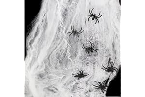 HOTSAN Toile d'araignées Extensibles Décorations d'halloween - Sangle d'araignée fantasmagorique avec 25 Fausses araignées, Toile d'araignée pour des décorations de fête effrayantes pour Halloween