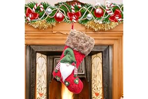 Szhhrxi Nikolausstrumpf, 40CM Weihnachtsstrumpf, Nikolaus Socken zum Befüllen & Aufhängen, Gestrickte Weihnachtssocken Deko, Weihnachtsdekoration für Kamin, Weihnachtsbaum, Wand, Treppe (Rot)