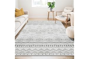 GUCHUANG BEDDING Washable Rugs for Living Room Short Pile Area Rugs Non Slip Boho Rug Non Shedding Carpet for Bedroom Dining Room Faux Wool Rug 120x170CM