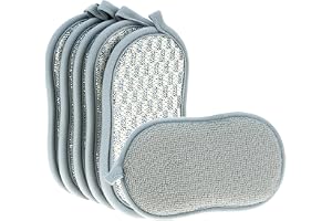 QWORK 6-pack dubbelsidiga skrubsvampar 16,5 x 9,5 cm, absorberande och repfria tvättsvampar för kraftfull och effektiv rengör